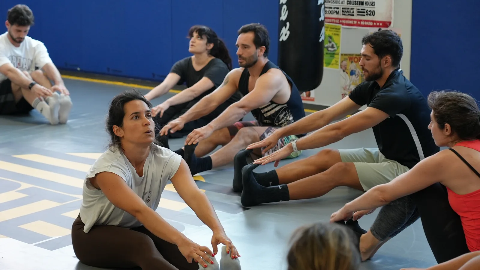 Hamstring stretch with small group