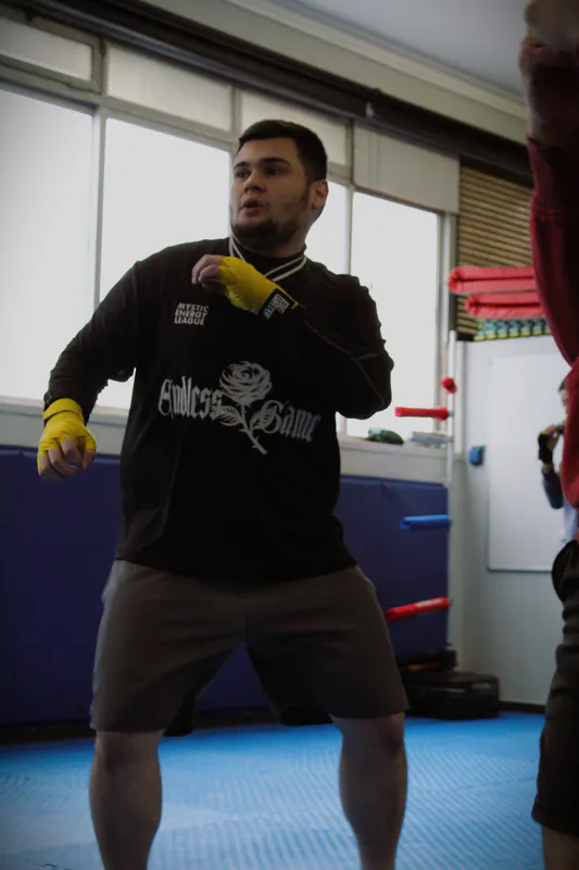 Pad work com o treinador Arménio Reis